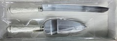 New Russ Berrie White Lace & Promises Porcelain Cake Knife Server Wedding Vtg