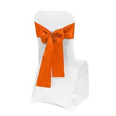 PCS Satin Chair Sashes Bows for Wedding Reception- Universal Chair 50 Orange