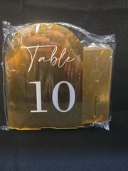 Gold Acrylic Mirror Arched Wedding Table Numbers Set of 1-10 5″x7″