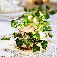 GREEN 7 ft LED Ivy Leaf GARLAND Battery Operated FAIRY LIGHTS Party Decorations