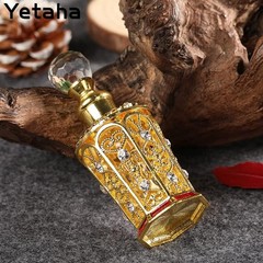 Yetaha Vintage Refillable Empty Perfume Bottles, Jeweled 0.4 Ounces, Golden