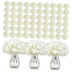 304 PCS Hydrangea Artificial Flowers, Silk Artificial Flowers Heads with White