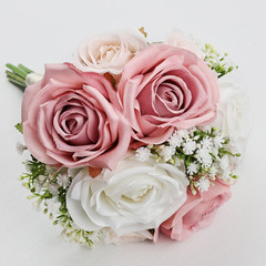 6Pc Bridesmaid Bouquets Artificial Silk Flowers Dusty Pink White Wedding Decor