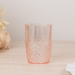 TRANSPARENT BLUSH 16 oz Crystal Cut Plastic DRINKING GLASSES Party Events Home