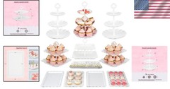 Cake Stand Set Cupcake Stands Appetizer Plates Party Decor White 11pcs