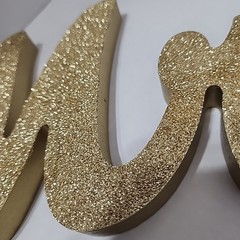 GOLD Glittered Wooden Mr & Mrs Freestanding Wedding Table Display (2 Glue Spots)