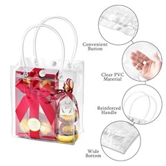 PCS Clear Plastic Gift Bags with Handles, 5.9 x 4.92 x 50 5.9×4.92×2.75 Inch