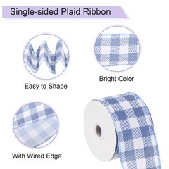 Plaid Check Ribbon, 2.5 Inch x 10 Yards Gingham Ribbon, Deep Blue