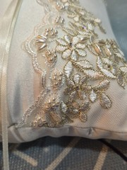 Wedding His/Her Ring Pillow Beaded & Embroidered Beautiful