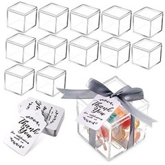 50 Pcs Acrylic Boxes 2.2 x 2.2 x 2.2 Inch Clear Wedding Guest Favor