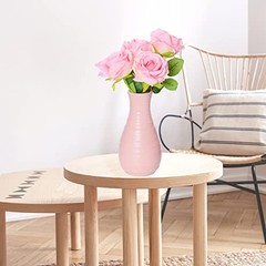 2 Pack Composite Plastics Flower Vase, Unbreakable Ceramic Look Vase for Pink