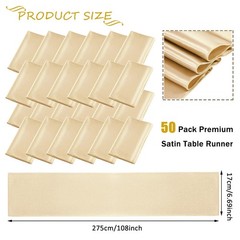 50pcs Beige Satin Sash Wedding Chair Bow, Elastic Chair Sashes S…