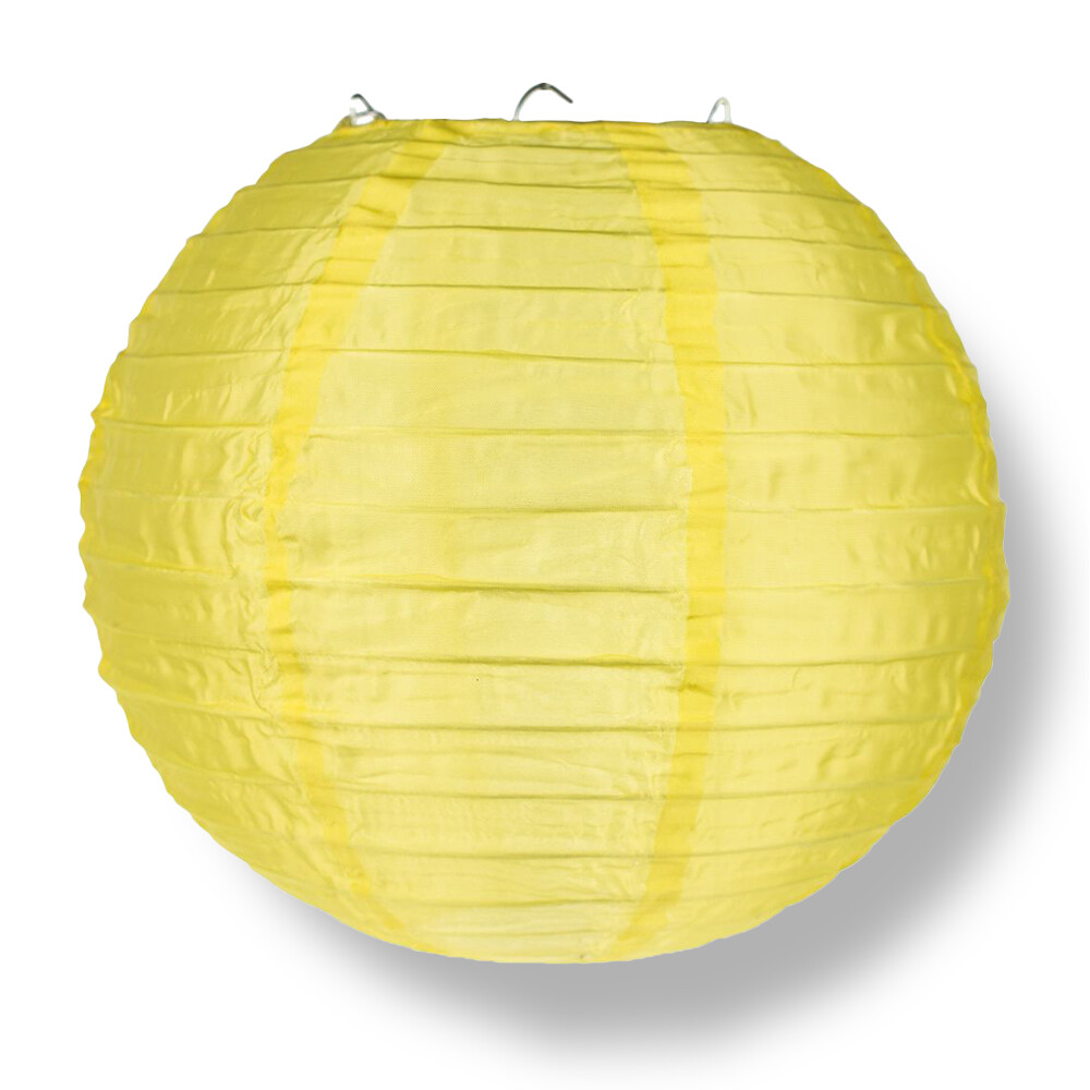 16″ Yellow Nylon Lantern, Even Ribbing, Durable, Hanging Decoration