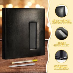Wedding Guest Book with Photo Booth Insert – 160 2×6 Photo Sleeves & Guest Si…