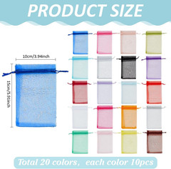 200Pcs 4X6 Inch Organza Bags 20 Color Wedding Favor Bag Sheer Gift Bags with Dra
