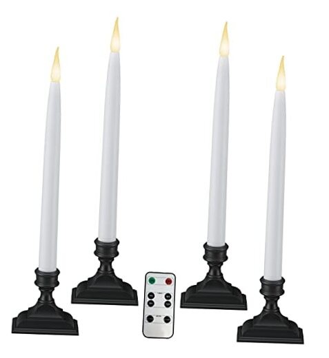 Battery Operated LED Window Candles with Timer, Remote Control, Antique Bronze