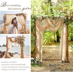 Wedding Arch Draping Fabric 30″X240″, Sheer Chiffon Backdrop Panel for Ceremony,