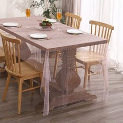Lace Tablecloth Pearl Table Cloth Summer Sheer Tulle 86″ x 55″ (Oblong) Pink