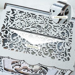 Silver Wedding Card Box with Lock, Wooden Gift Card Box for Wedding Reception…
