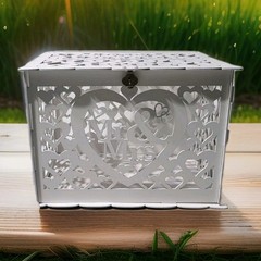 Rustic Mr & Mrs. Wedding Money Box Holder, Lock Slot, Lock & Key, Card Sign, New