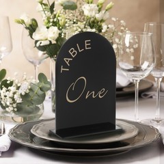 10pcs Black Arch Sign with Stand, 5″x7″ Table Number Holders(Numbers 1-10)