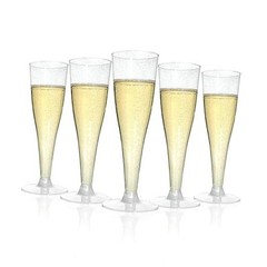 Pack Champagne Flutes Plastic, 4.5 oz Plastic Disposable 100 Silver Glitter