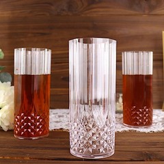6 Clear 14 oz Crystal Plastic Drinking Glasses Party Events Disposable Tableware