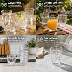 6 PCS Acrylic Drinking Cups, Clear Plastic Drinking Glasses Set, Reusable