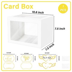 1 Pack White Transparent Card Box, Gift Receiving, Wedding, Party, Raffle Box
