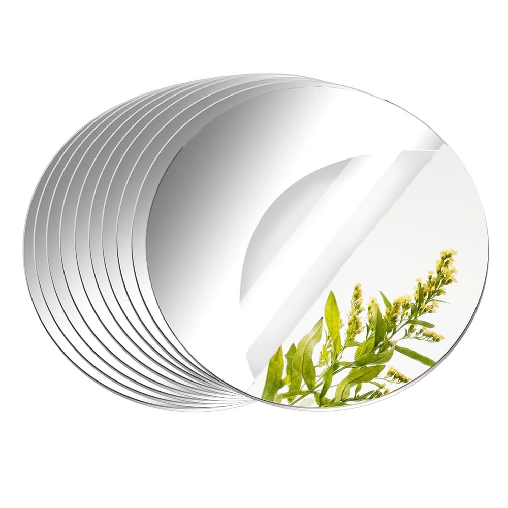 10 Pack Round Mirrors for Centerpieces, 10inch Circle 10inch/25cm, SILVER