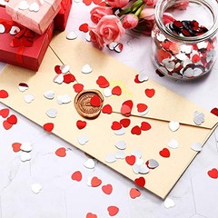 4500 Pcs/10mm Foil Heart Confetti for Wedding Bulk Pack Metallic Red, Silver