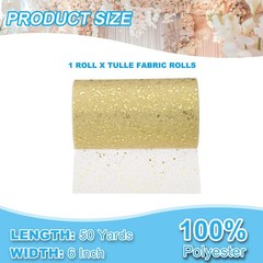Tulle Fabric Rolls 6″ by 50 Yards Fabric Spool Tulle for DIY, Champagne Gold