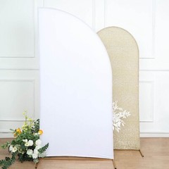 7 ft x 3 ft WHITE Matte Fitted Spandex Half Moon Arch Stand Cover Wedding