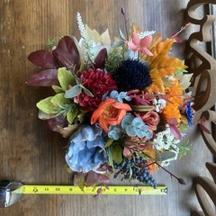 Bridal Wedding Bouquet Lovely Budget Minded Faux Bubble Pearl Blue + Fall Colors