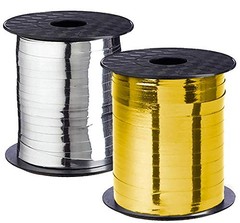 Metallic Gold Silver Ribbon Curling Set – Shiny for Gold & Silver ( 2 Spools )
