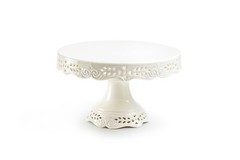 Grace Teaware White Victorian Fine Porcelain 10″ Cake Stand