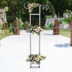 White Iron Wedding Arch Backdrop Stand Adjustable Freestanding Foldable