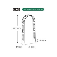 Metal Garden Arbor Wedding Arch 95.3″ H x 45″ W, Heavy Duty Rustproof Iron Pe…