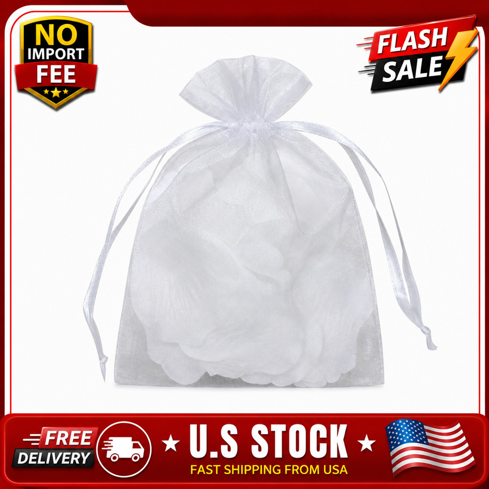 50PCS 6×9 White Organza Gift Bags Drawstring Sheer Mesh Jewelry Wedding Favor