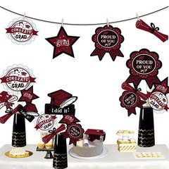 Graduation Decorations Maroon White Black 2026/Burgundy