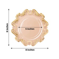 10 Round 8″ CLEAR GOLD Baroque Plastic Salad Dinner PLATES Party Decorations