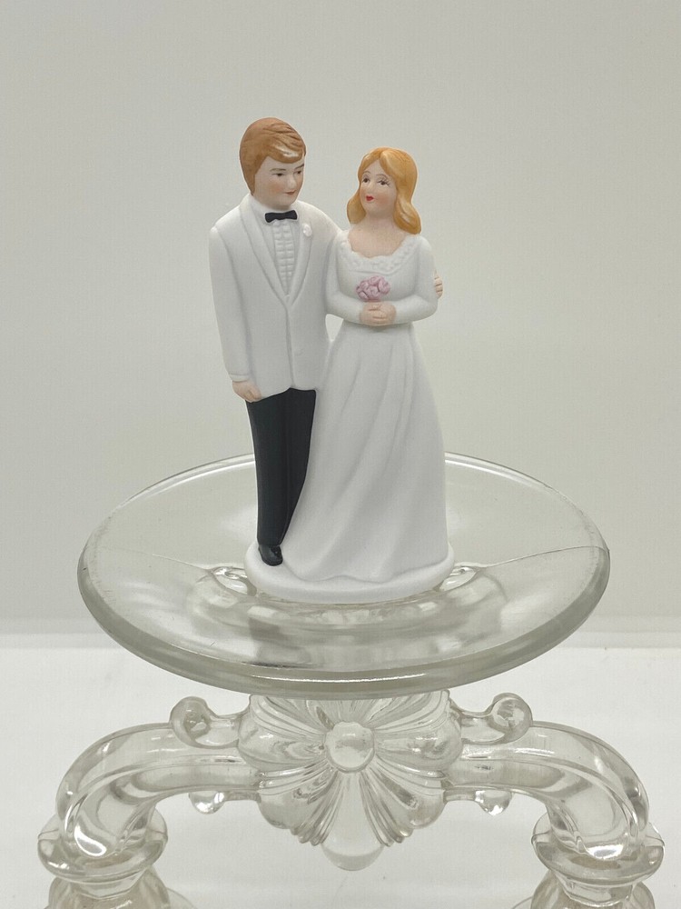 Porcelain Bride & Groom Cake Topper – Figurine Wedding, Engagement Party Decor #