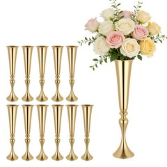 VEVOR 12 PCS Wedding Flower Vase 21.7in Tall Trumpet Table Centerpieces Gold
