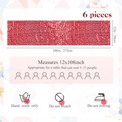 54 Pcs Sequin Chair Sashes and Table Runners, 48 Sequin Chair Bows, 6 Red