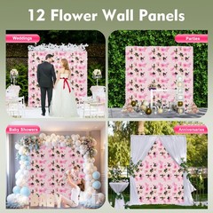 12pcs Artificial Flower Wall Panel Wedding Party Flower Wall Stage Background