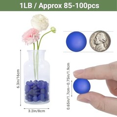Glass Beads for Vases Glass Marbles Bulk for Vases, Flat 0.8LB Deep Blue