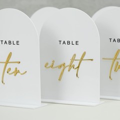 White Arched Wedding Table Numbers 1-10 with Stands, 5×7 Inch White Acrylic A…