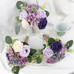 Artificial Bridesmaid Bouquets 6 Pcs – 7 Inch Pre-made Bridesmaids Bouquet Sm…