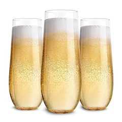 Plastic Champagne Flutes Disposable, Unbreakable Stemless Mimosa Glasses Bulk