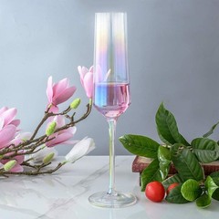 Gutsdoor Crystal Champagne Flutes Glass Set 2 Count (Pack of 1), Iridescent